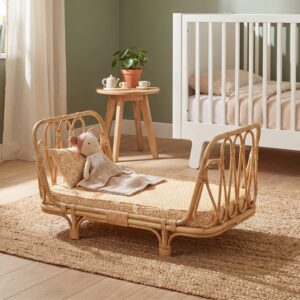 Vintage Rattan Doll Cradle and Wicker Crib – M0789 I Viettimecraft