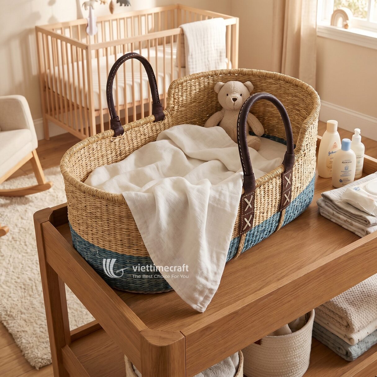 Seagrass Moses Basket For Nursery I Viettimecraft - C00799