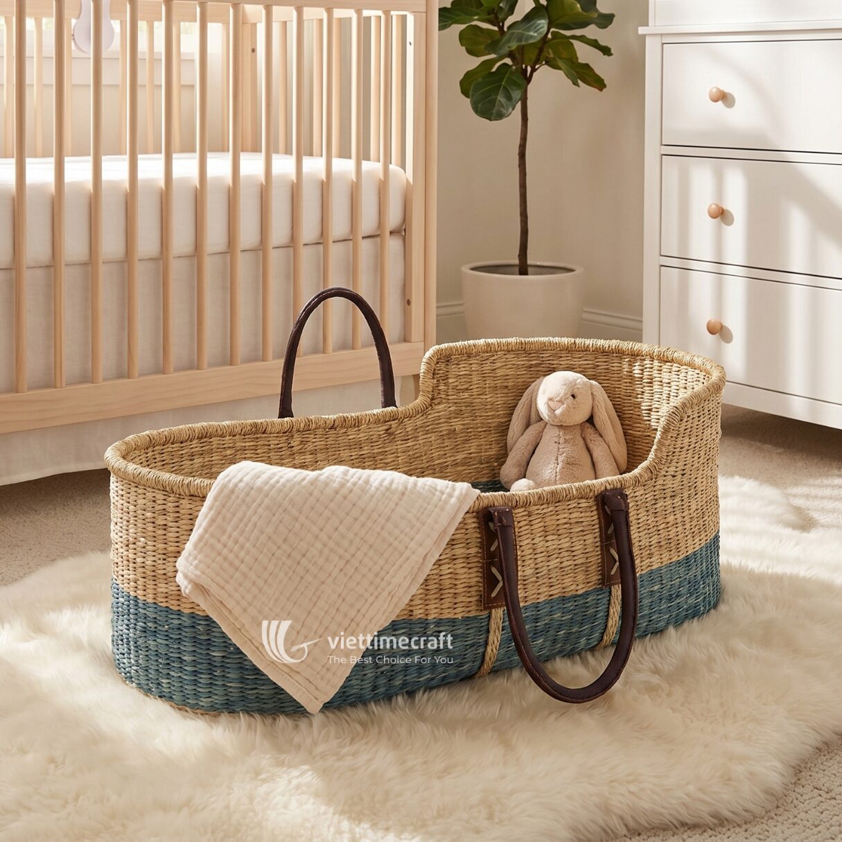 Seagrass Moses Basket For Nursery I Viettimecraft - C00799