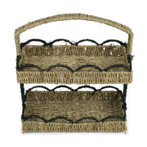Woven Two-Tier Storage Basket with Handle Viettimecraft Manufacturer
