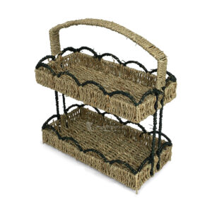 Woven Two-Tier Storage Basket with Handle Viettimecraft Manufacturer