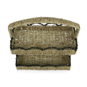 Woven Two-Tier Storage Basket with Handle Viettimecraft Manufacturer