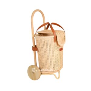 Rattan Luggage Basket with Wheels - M0787 I Viettimecraft