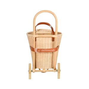 Rattan Luggage Basket with Wheels - M0787 I Viettimecraft
