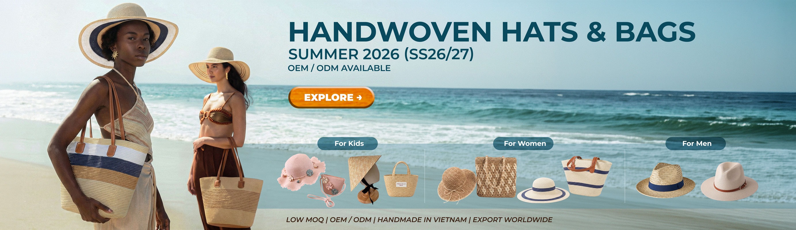 Handwoven Hat and Bag Collection Viettimecraft Manufacturer