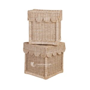 Square Rattan Scalloped Baskets Viettimecraft Handicraft Manufacturer
