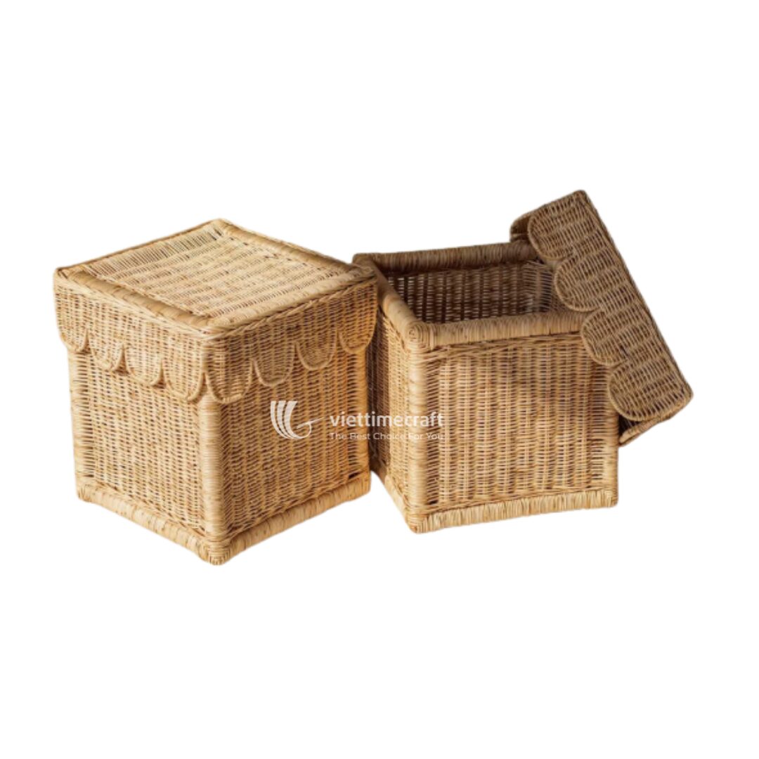 Scalloped Rattan Basket, Sophisticated Design from Leading Vietnam Manufacturer