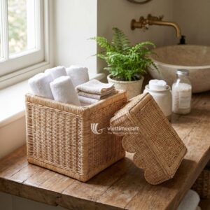 Scalloped Rattan Basket, Sophisticated Design from Leading Vietnam Manufacturer