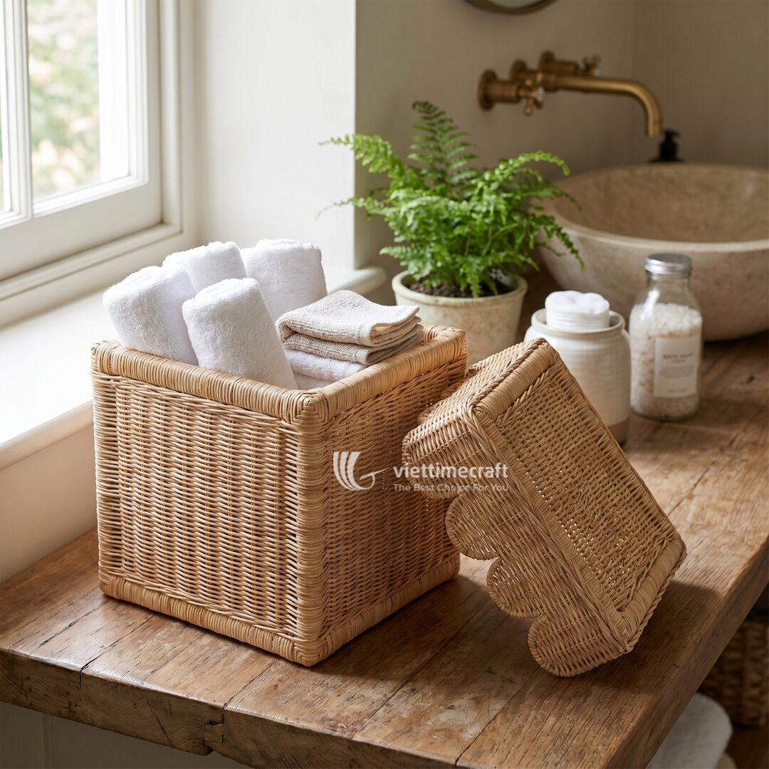 Scalloped Rattan Basket, Sophisticated Design from Leading Vietnam Manufacturer
