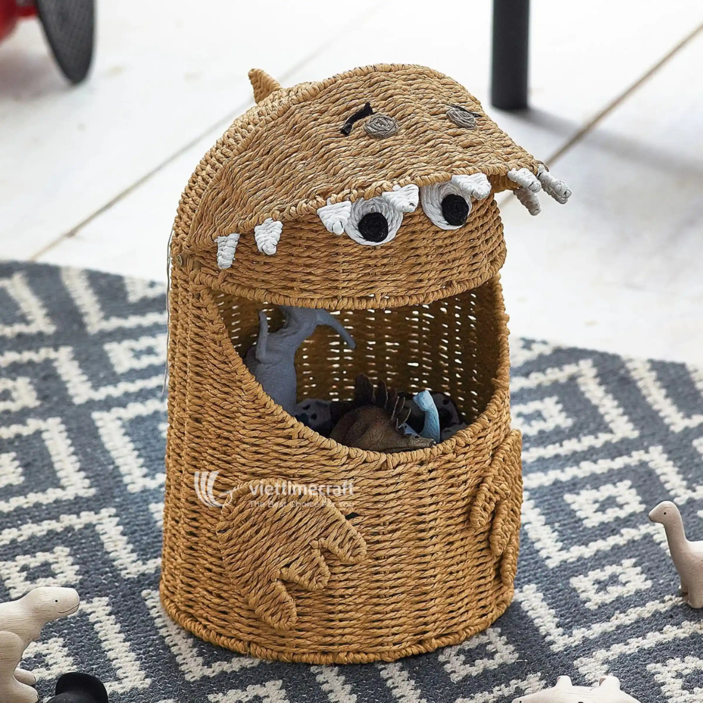 Viettimecraft Dinosaur Wicker Basket For Nursery