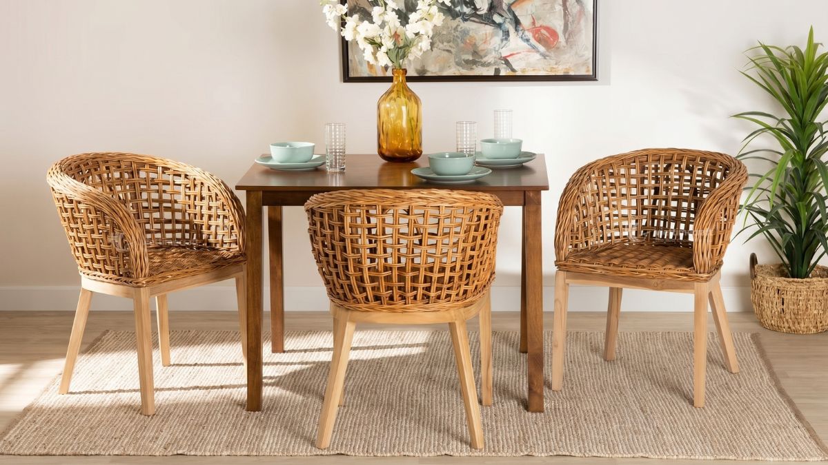 Natural rattan dining chair for sustainable furniture collections