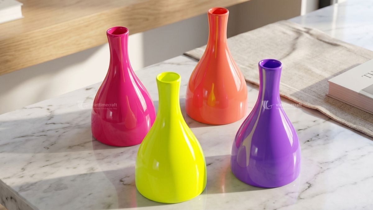 Contemporary lacquer vase manufactured for private label brands