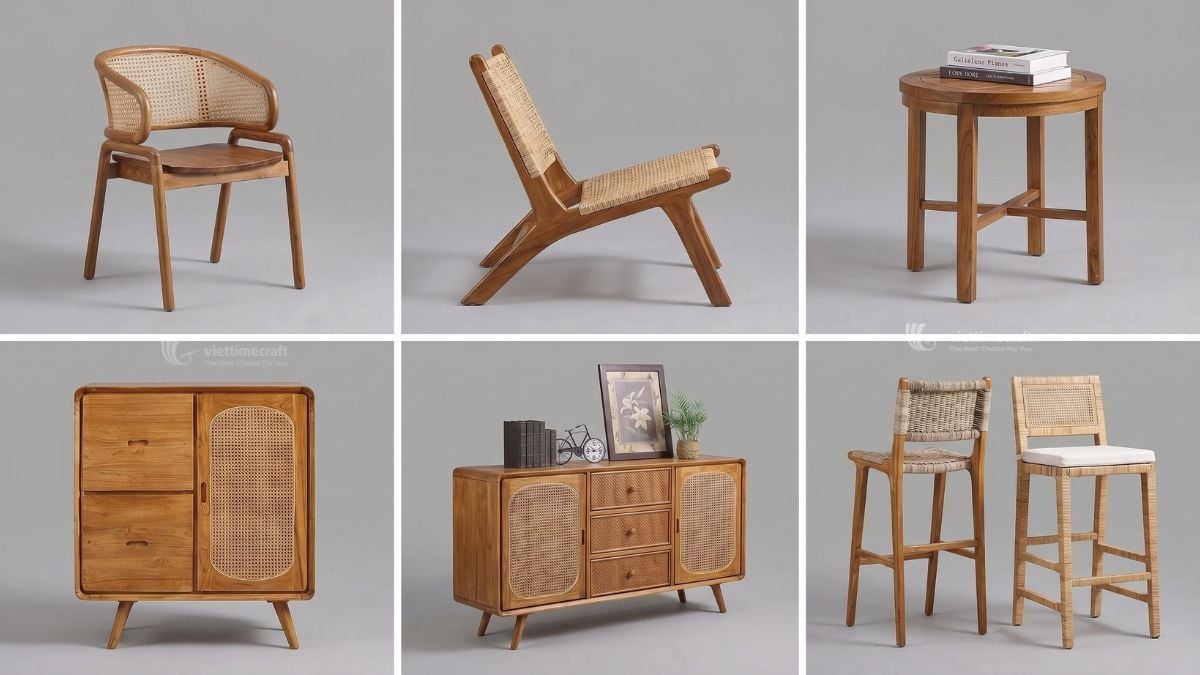 Handwoven rattan furniture crafted from natural materials