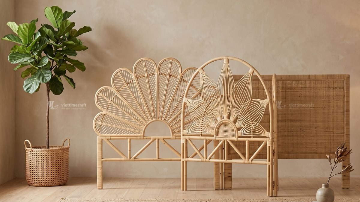 Sustainable rattan headboard crafted from natural materials