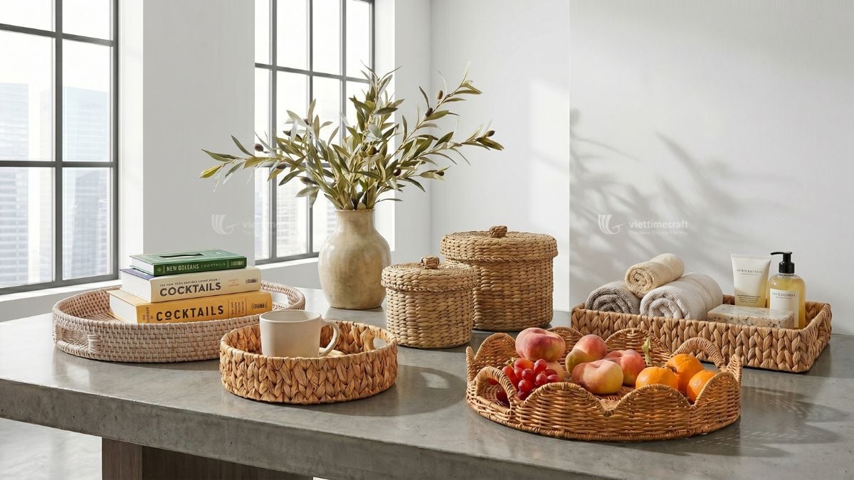 Vietnam manufacturer exporting handcrafted wicker serving trays