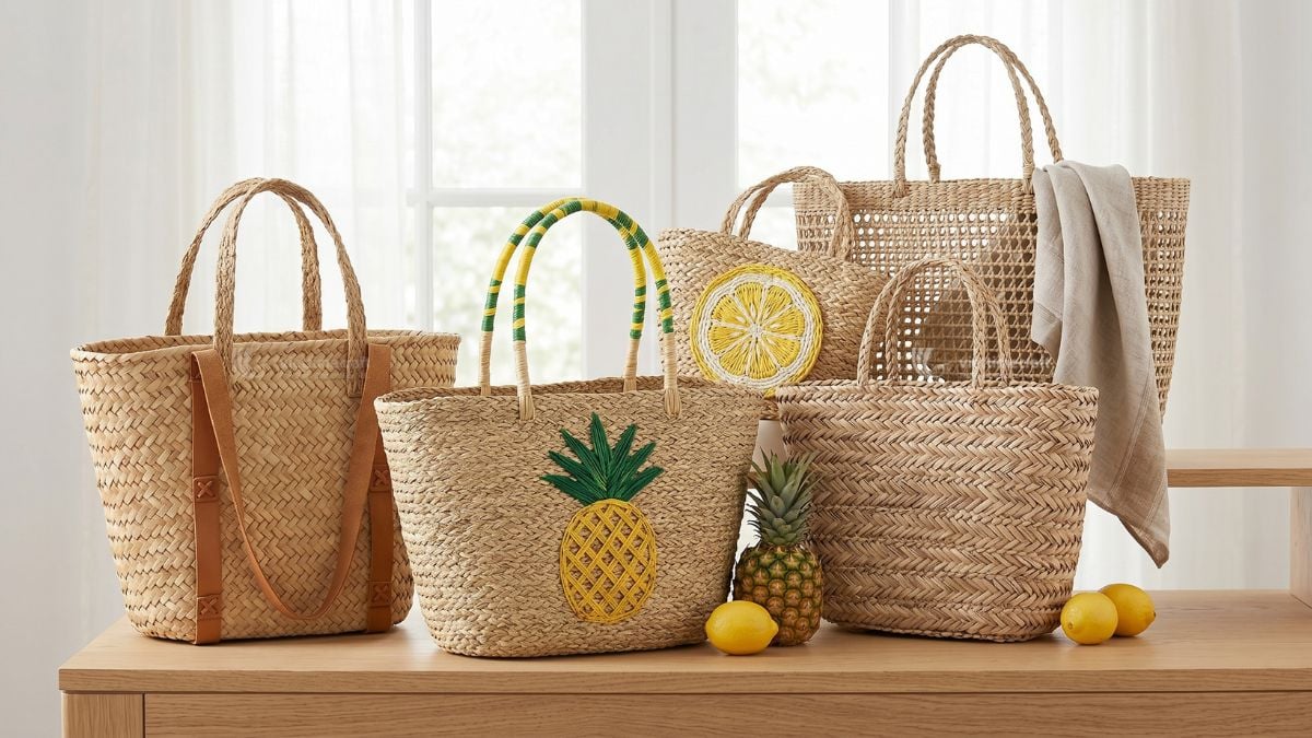 Handwoven seagrass tote bag for everyday use and travel