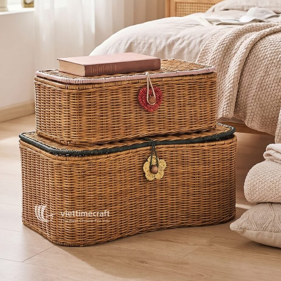 Rattan Laundry Basket with Lid, Sustainable Storage Solutions Viettimecraft Manufacturer