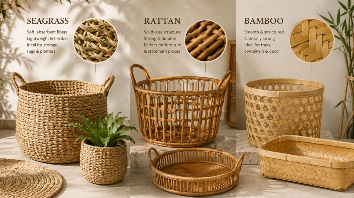 Seagrass vs Rattan vs Bamboo
