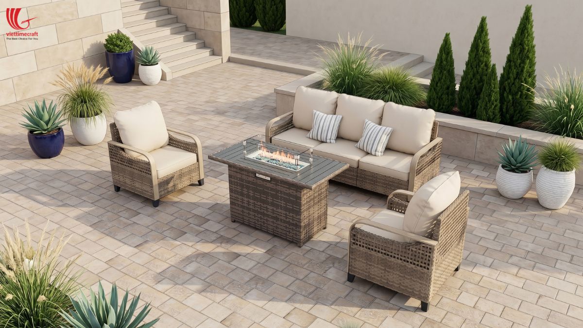 Skilled artisans weaving premium wicker patio furniture collections