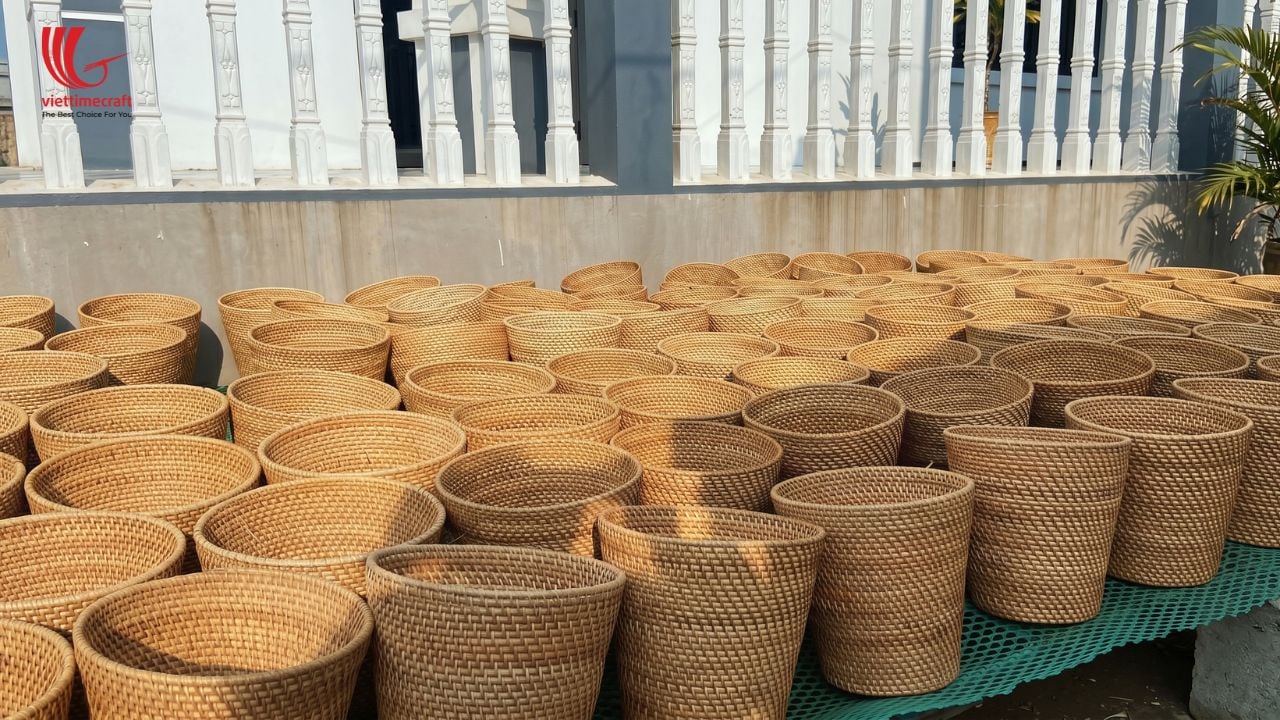 Handmade Rattan Storage Baskets Are Manufactured