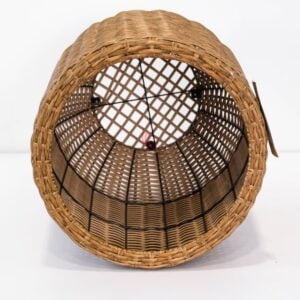 Brown faux rattan planter featuring a removable inner pot for modern homes