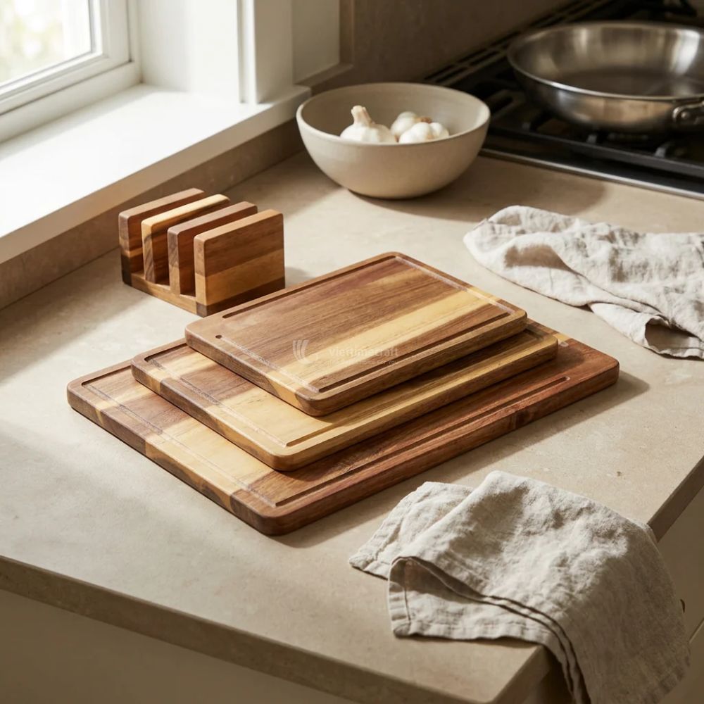 Acacia Wood Cutting Board With Juice Groove, Multifunctional Heavy Duty Chopping Board and Charcuterie Serving Tray - G00012 - Image 3