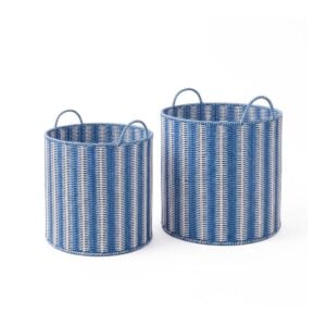 Blue Rattan Laundry Basket I Viettimecraft