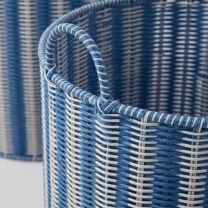 Blue Rattan Laundry Basket I Viettimecraft
