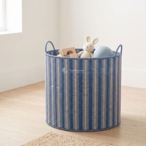 Blue Rattan Laundry Basket I Viettimecraft