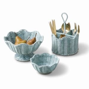 Blue Pastel Rattan Basket Set I Vietnam Handicraft