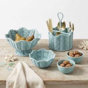 Blue Pastel Rattan Basket Set I Vietnam Handicraft