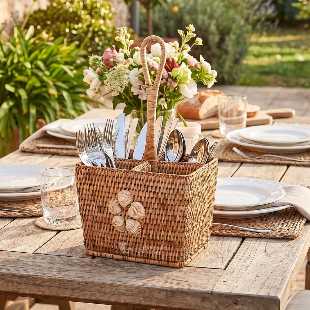 Rattan Utensil Holder I Viettimecraft
