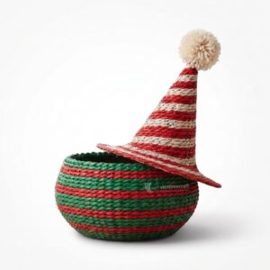 Seagrass Hat-Shaped Christmas Basket I Viettimecraft