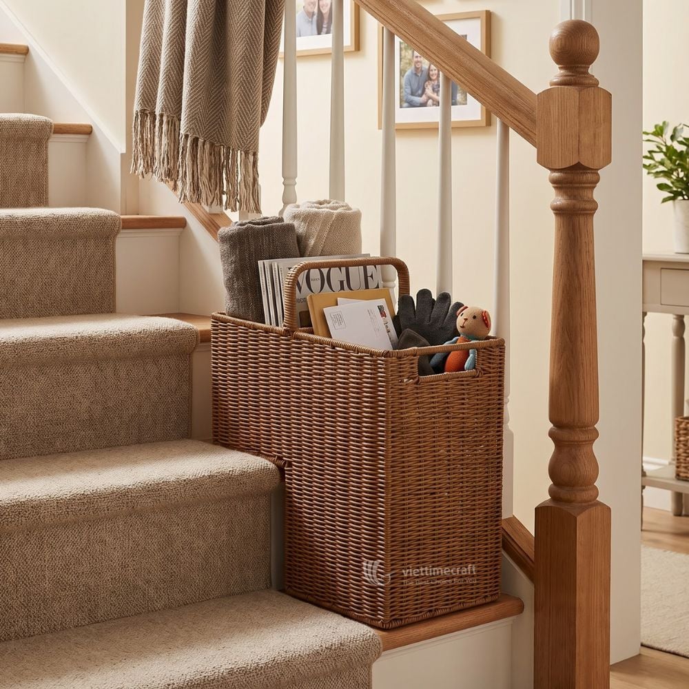 Staircase Wicker Basket I Viettimecraft