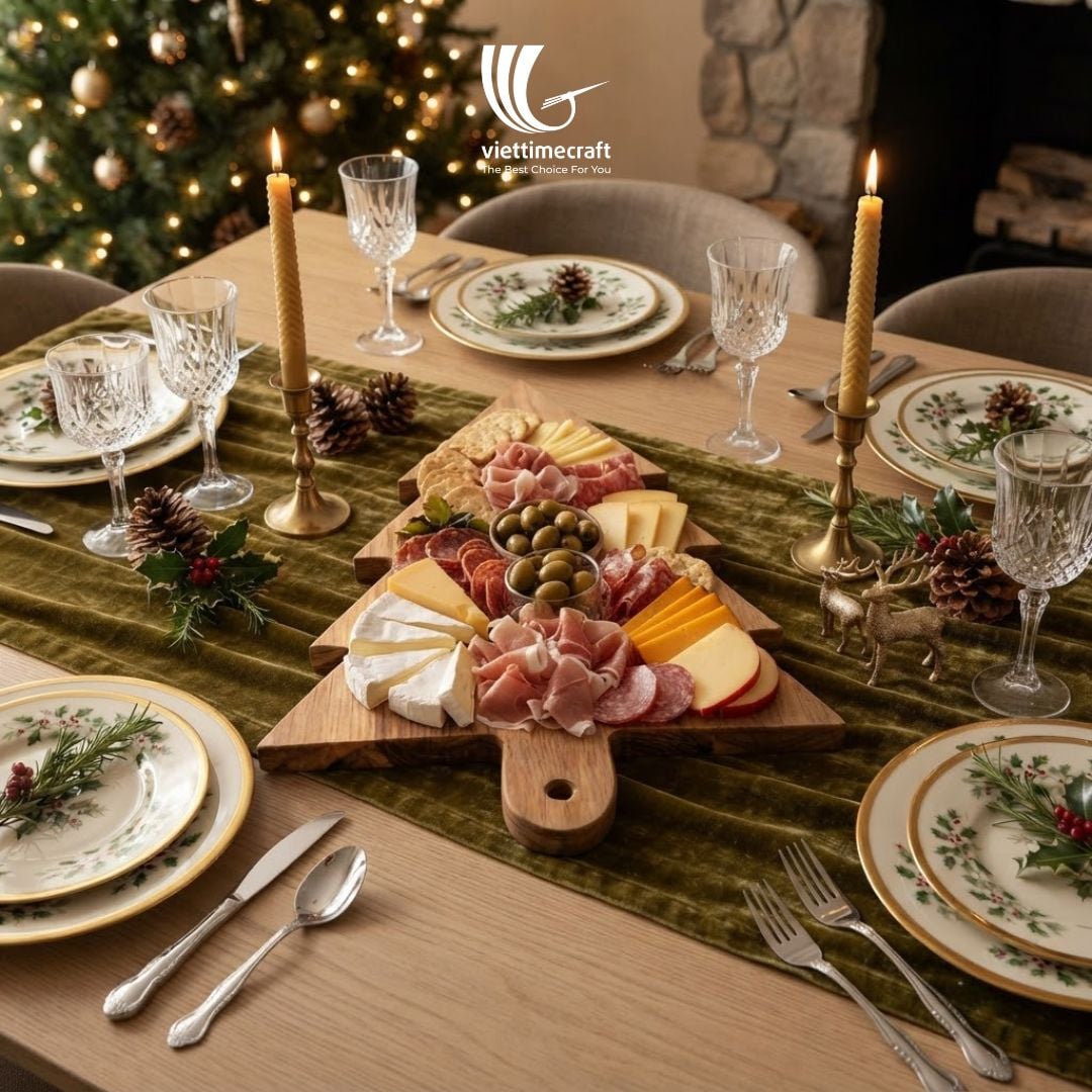 Handmade christmas cutting and charcuterie board acacia wood