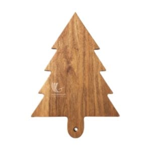 Handmade christmas cutting and charcuterie board made from solid acacia wood, ideal for holiday serving and wholesale gift orders.