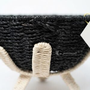 Wholesale gothic skeleton hand candy bowl manufacturer, custom handwoven black seagrass Halloween snack holder stand, direct factory OEM ODM gothic skeleton hands storage holder for sweets.