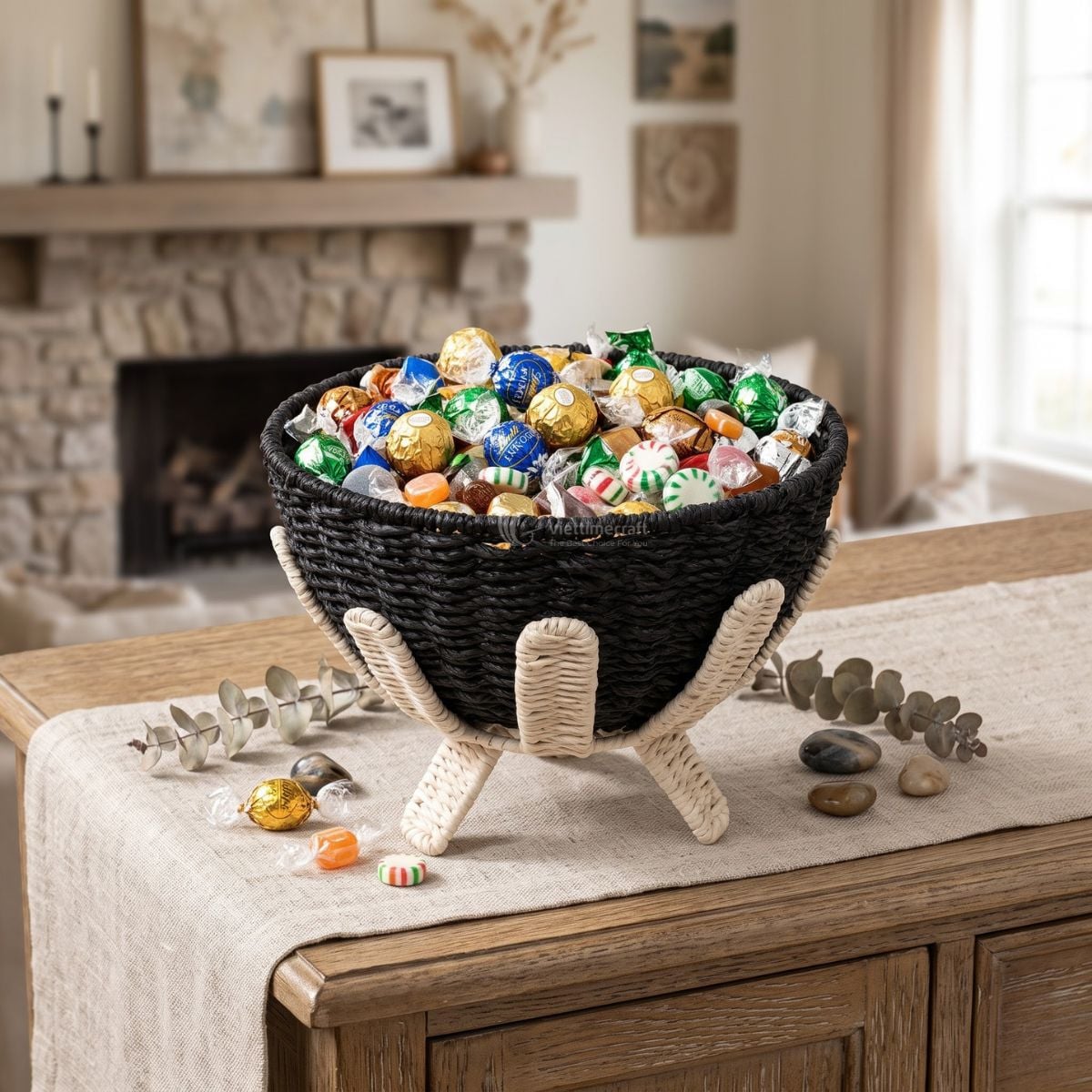 Seagrass Skeleton Hand Halloween Candy Bowl, Custom OEM/ODM Storage Stand - C00802 - Image 3