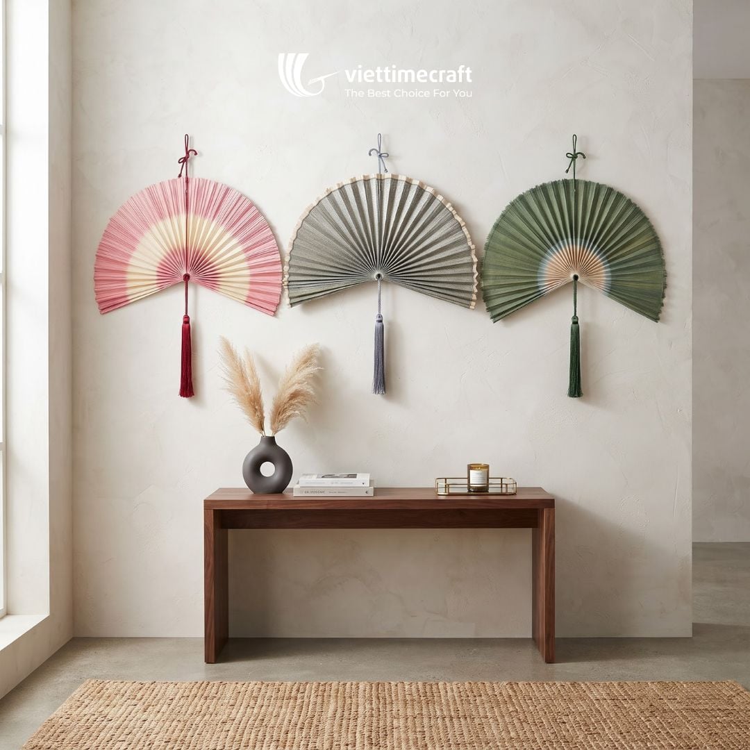 Handmade bamboo wall hanging fans for HORECA display wholesale