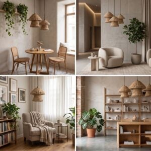 Mushroom Water Hyacinth Lampshade: Handcrafted Natural Lighting Solution