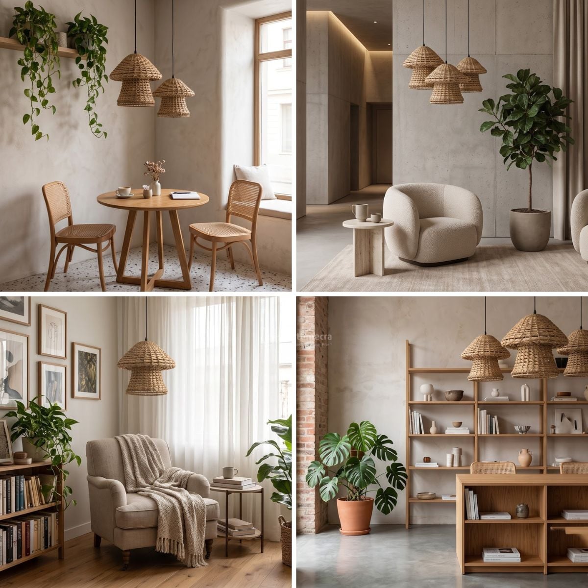 Mushroom Water Hyacinth Lampshade: Handcrafted Natural Lighting Solution