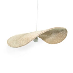 Handcrafted organic wave rattan light shade featuring fluid petal-like design